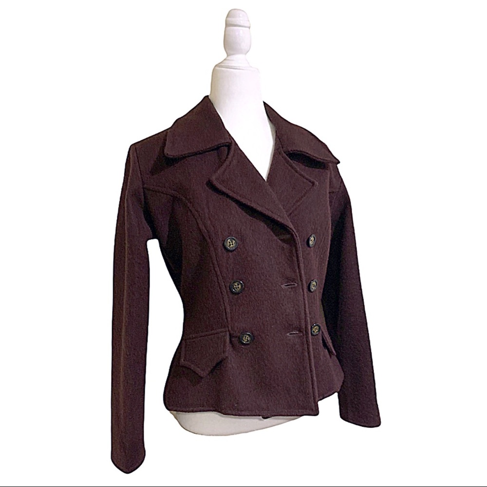 ATELIER Blazer Eggplant colored wool blend double-breasted design jacket Size S